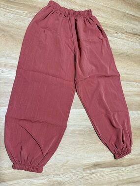 Linen Elastic Waist Rust Red Harem Pants